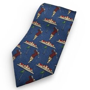 Vintage 90s Tommy Hilfiger Golf Print 100% Silk Tie 3.75x56 Y2K Preppy Office